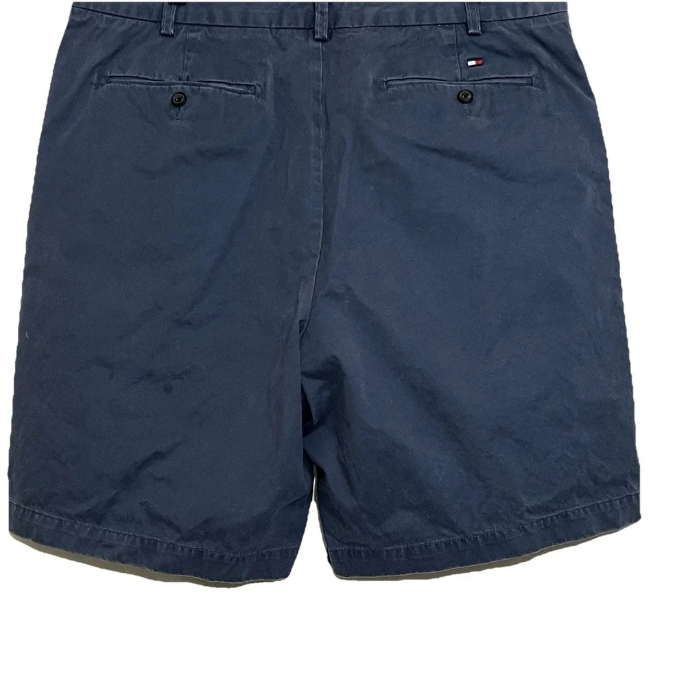 Tommy Hilfiger Flat Front Summer Chino Casual Shorts Faded Ink Blue Men Size 38